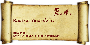 Radics András névjegykártya